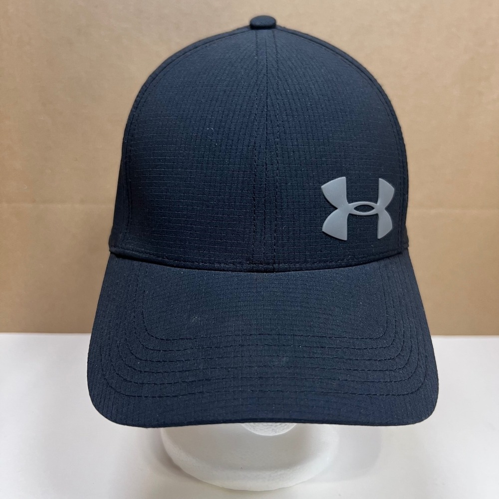 Under Armour Mens LG/XL Black Textured Fitted Baseball Cap‎ Hat